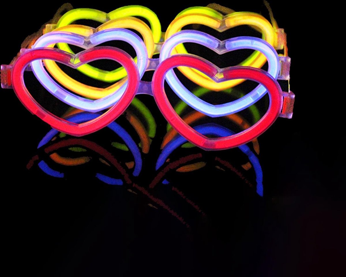 MagieQ GLOWBRIL BRILMONTUUR HART Connectors 6 st Bag Glow sticks|Glowsticks